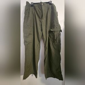 Women's Olive Cargo Pants Wide Leg